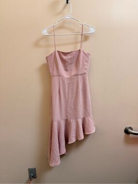 superdown Dusty Rose Asymmetrical Slip Dress